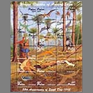 prehistoric animals, dinosaurs on stamps of Palau 1995
