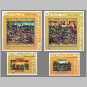 prehistoric animals, dinosaurs on stamps of Palau 2000