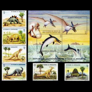 dinosaurs and other prehistoric animals on stamps of Sao Tome 1982