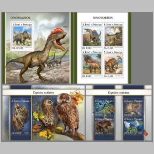 Dinosaurs and other prehistoric animals on stamps of Sao Tome and Principe 2018