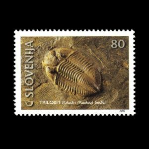 Trilobite on fossil stamp of Slovenia 2000, Click for details