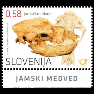 Cave Bear fossil on stamp of Slovenia 2016, Click for details