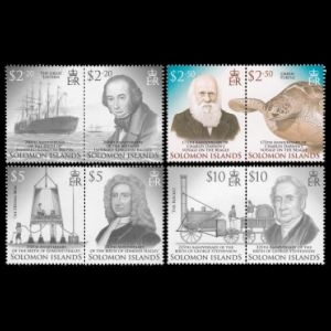 Charles Darwin among other famous personalities on stamps of Solomon islands 2006