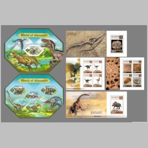 Dinosaurs and other prehistoric animals on stamps of Solomon islands 2014