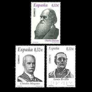 Charles Darwin in stamps set of Famous Persons of Spain 2009