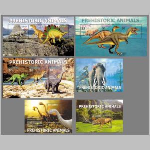 Prehistoric animals on stamps of St Kitts 2005