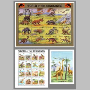 dinosaurs on stamps of Tanzania 1994