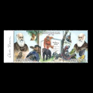 Charles darwin on stamps of Vanuatu from 2009