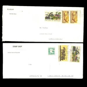 Dinosaur stamp of USA 1970 on circulated cover Dinosaur stamp of USA 1970 on circulated cover