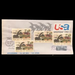 Dinosaur stamp of USA 1970 on circulated cover Dinosaur stamp of USA 1970 on circulated cover
