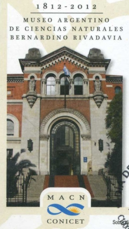 The Bernardino Rivadavia Argentine Natural Sciences Museum on cachet of FDC from 2012
