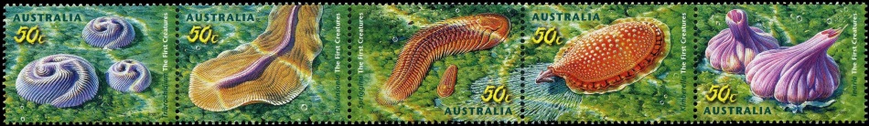 Reconstruction of primitive animals on stamps