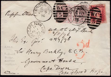 Letter sent by Richard Owen in 1876