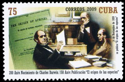 Darwin receives Wallace’s manuscript on stamp of Cuba 2009
