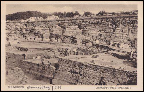 Photo postcard show landscape in the quarry of Solnhofen