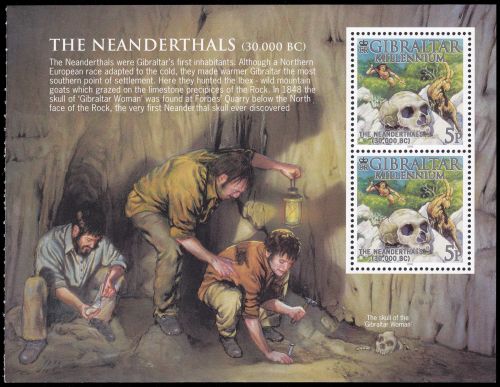 The Neanderthals, the pane from the prestige booklet, Gibraltar 2000