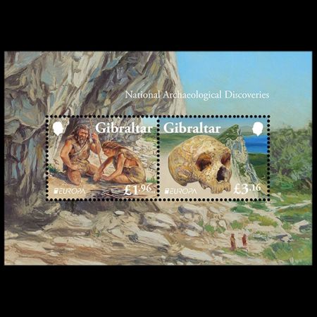 UNESCO Gorham's Cave Complex and Neanderthals on stamps of Gibraltar 2016