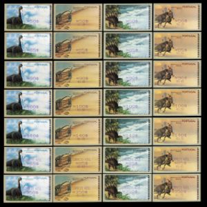 Dinosaurs on AMIEL ATM stamps of Portugal 2000