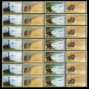 Dinosaurs on ATM stamps of Portugal 2000