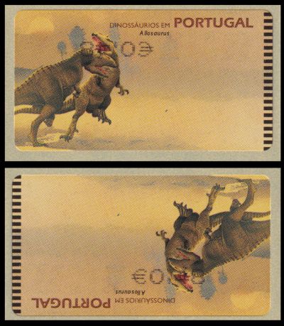 Lourinhasaurus on ATM stamps of Portugal 2004