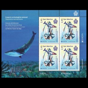 Prehistoric whale Titanocetus sammarinensis on salvages Mini-Sheet of San Marino 2025