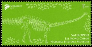 Sauropod on stamp of Singapore