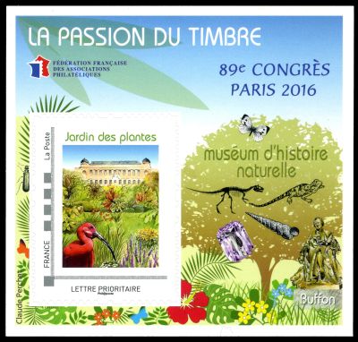 Buffon's statue (located in the botanical garden of the Natural History Museum at Paris) is on the salvages of personalized Mini-Sheet of France from 2016