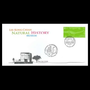 Sauropod stamp from Lee Kong Chain Natural History Museum set on FDC of Singapore 2015