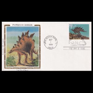 Prehistoric Animals on FDC of USA 1989 Prehistoric Animals on FDC of USA 1989