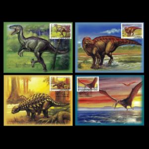 Dinosaurs on Maxi Cards of Romania 2005