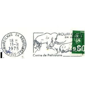 Prehistoric animals on commemorative postmark of Fance 1965-1975