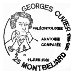 Georges Cuvier on commemorative postmark of France 1989