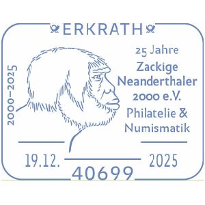 Neanderthal on postmark of Germany 2025 Neanderthal on postmark of Germany 2025