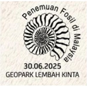 Ammonite on commemorative postmark of Malaysia 2025