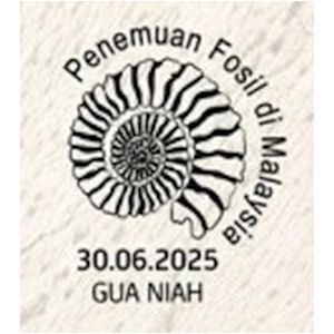 Ammonite on commemorative postmark of Malaysia 2025