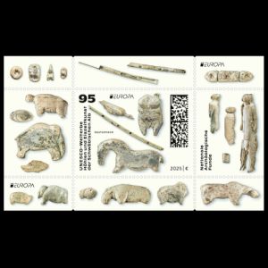 Ice Age art figures on stamp of Germany 2025