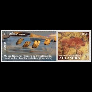 Art painting in Altamira cave on post stamps of Spain 2025