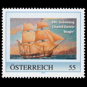 HMS Beagle on personalized stamp of Austria 2009