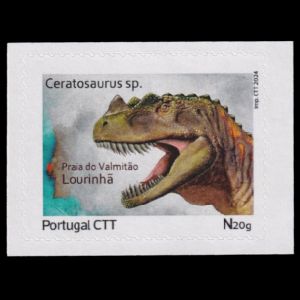 Ceratosaurus dinosaur on personalized stamp of Portugal 2024