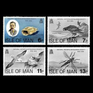 naturalist P.M.C.Kermode and shell fossil on stamp of Isle of Man 1979