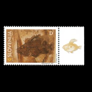 Fish on fossil stamp of Slovenia 2004, Click for details