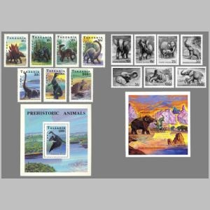 Dinosaurs and prehistoric animals on stamps of Tanzania 1991