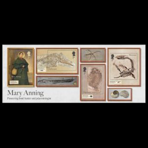 Mary Anning and her fossils on stamps of UK 2024