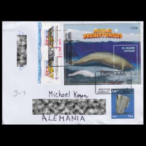 Fossils and reconstruction of  Perucetus colossus on stamp of Peru 2024