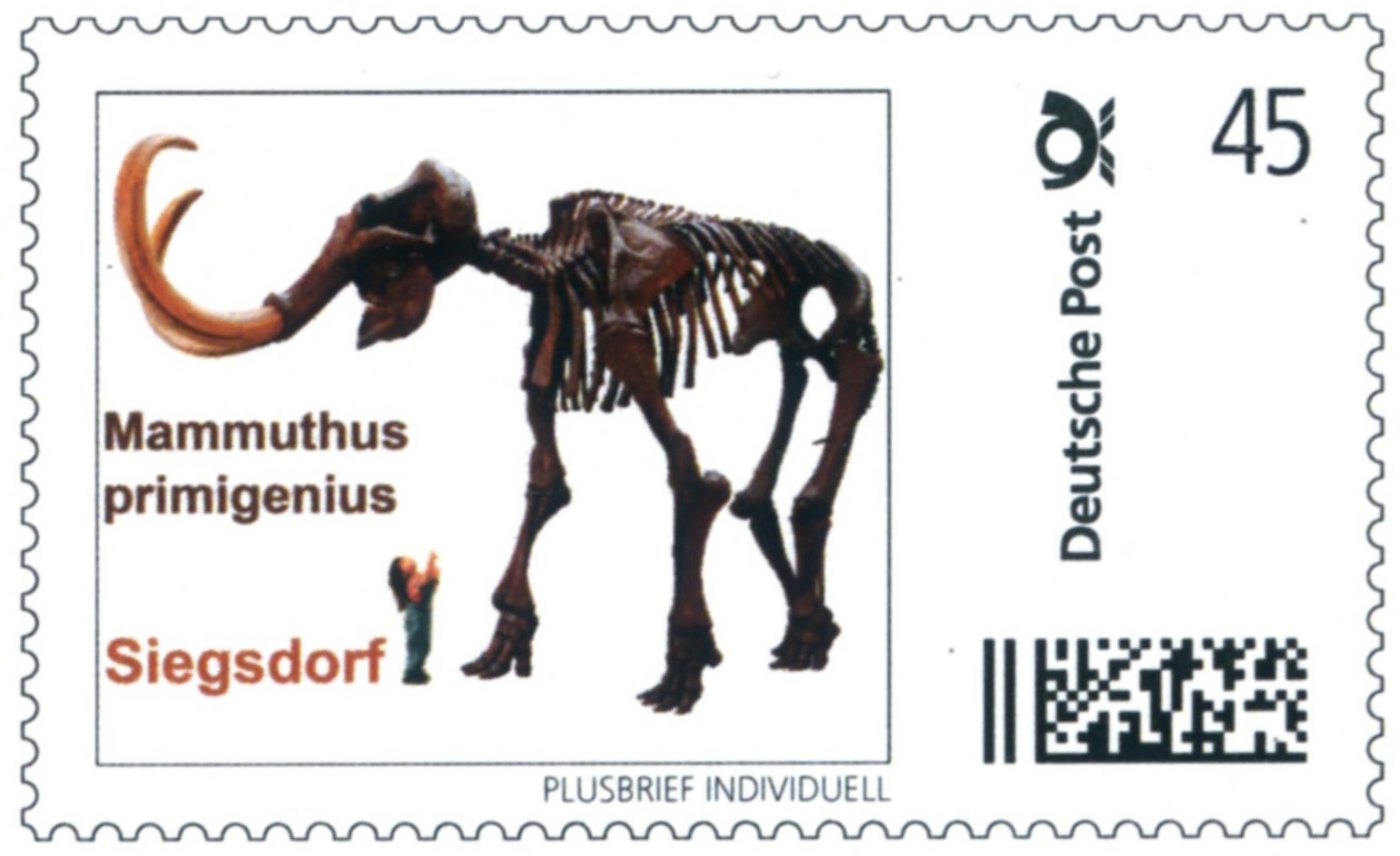 Siegsdorf specimen of woolly Mammoth on personalized postal stationery of Germany 2015