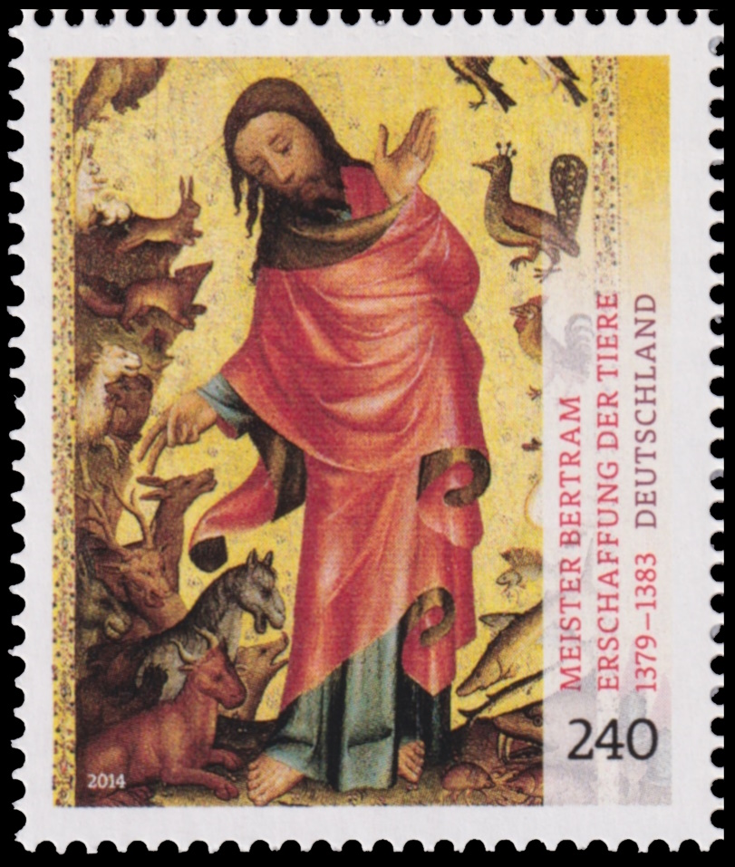 God create the Earth and animals on stamp of Germany 2014