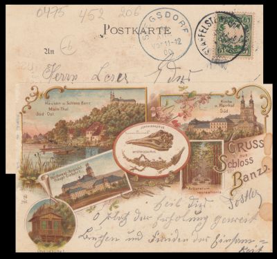 Ichthyosaurus on postcard of Germany from the end of 19th - beginning of 20th century