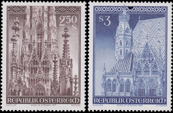 St. Stephen’s Cathedral in Vienna on stamp of Austria 1977
