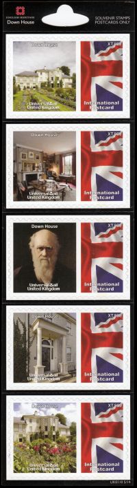Charles Darwin and Down House on stamps of English Heritage company