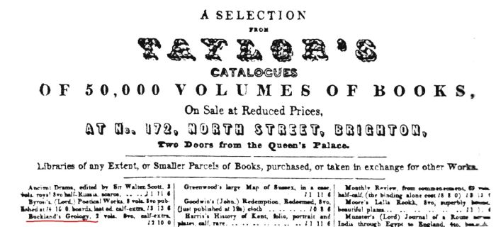 Advertisement of William Buckland book Geology inside Mulready letter sheet